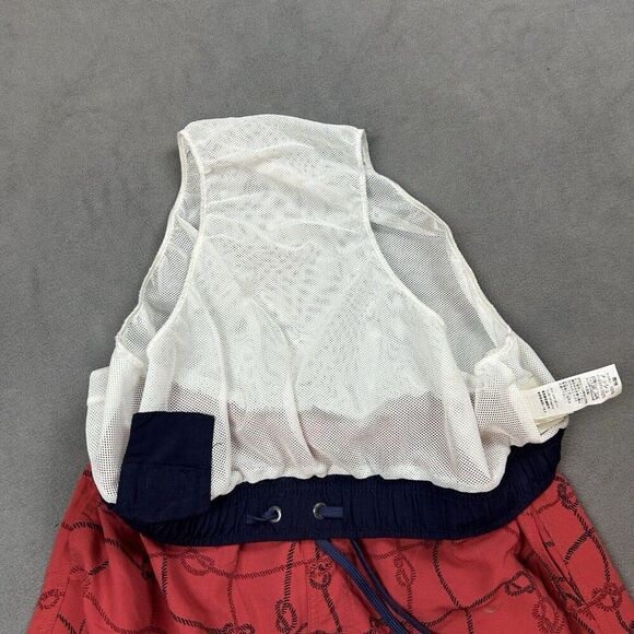 LL Bean Swim Trunks Mens‎ Sz Medium Lined Shorts Red Drawstring 9” Inseam Knots - Picture 3 of 9